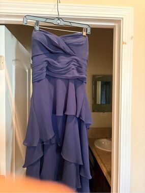 Wtoo Navy Blue Strapless Ruffled Mini Dress